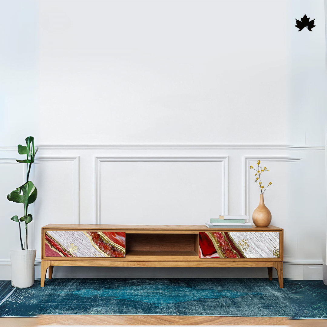 Crimson Harmony - Abstract Art Media Console