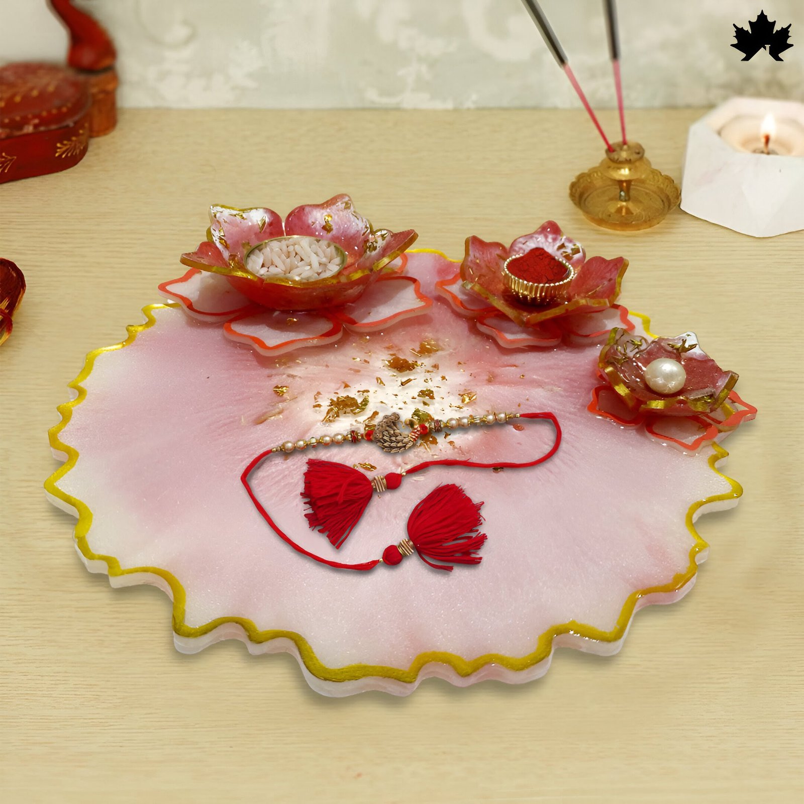 Blossom Radiance Pooja Thali - Perfect for Rakhi, Diwali & Festive Ceremonies